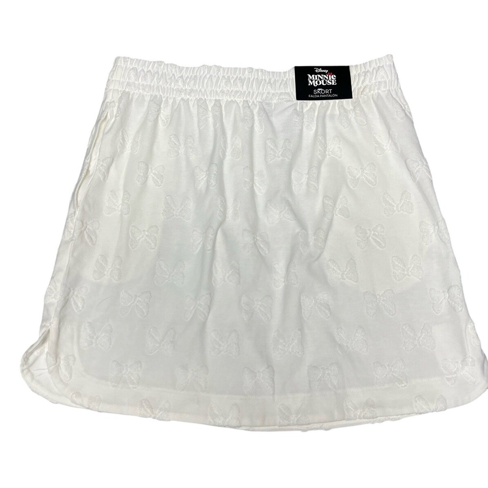 NWT Disney Minnie Mouse Skirt Women's Small White Bow Textured Cute Theme‎ Park